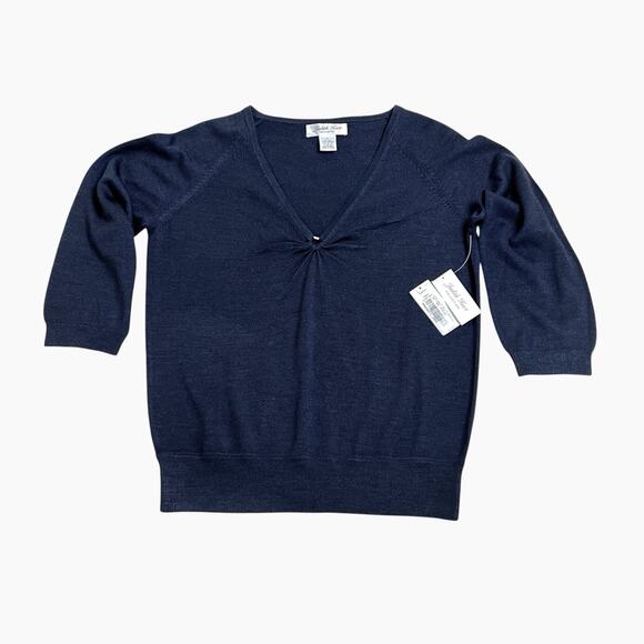 Judith Hart Silk Blend Sweater Size Small V Neck Pullover Navy Blue Soft Classic - Picture 6 of 7